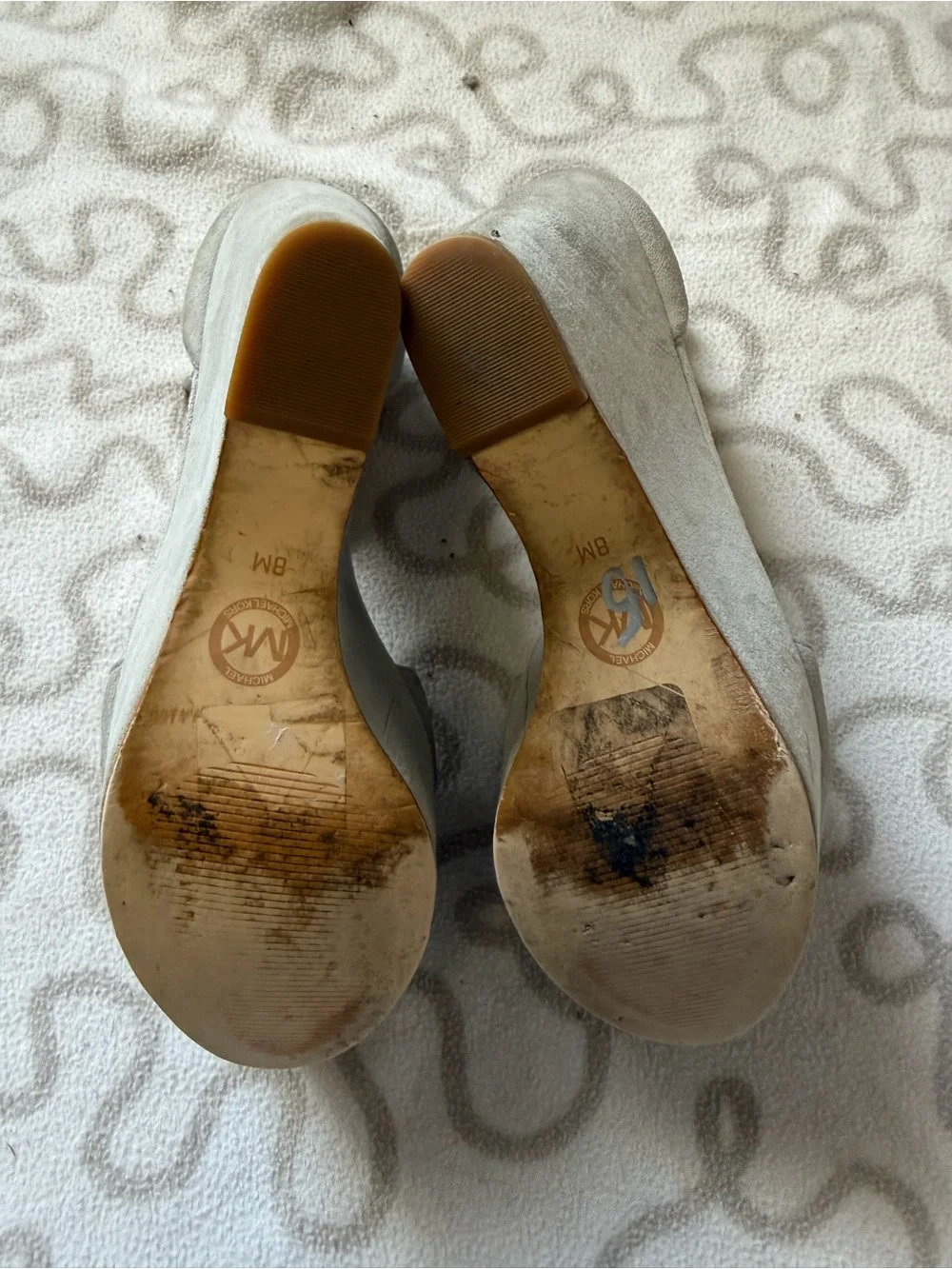 Michael Kors Gray Suede Platform Wedge Sandals with Ankle Strap